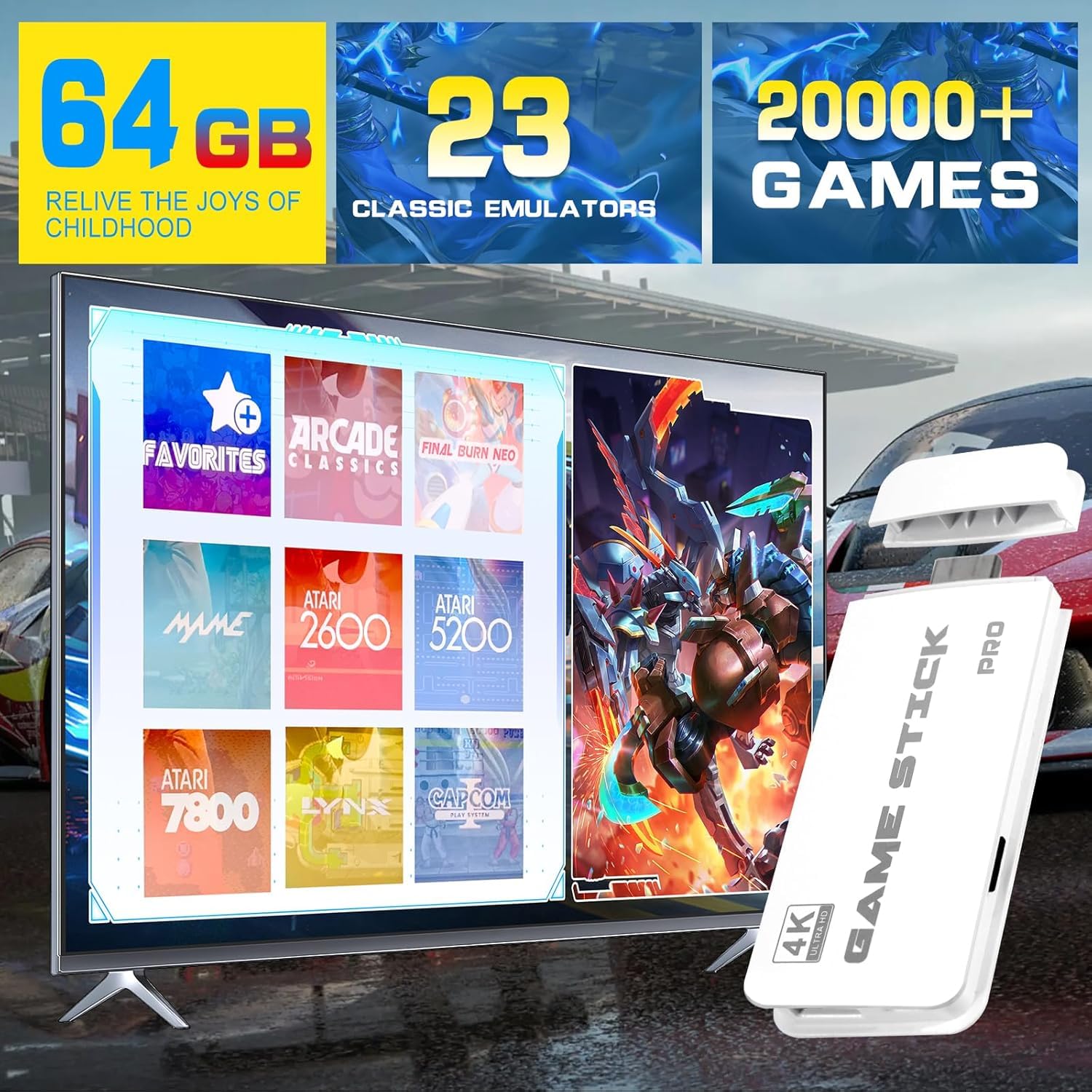 2025 Wireless Video Games for Tv Gaming, Retro Gaming Console with Game Stick 4K HD Game Stick, Plug & Play TV Video Game Set for 2 Player with 23 Emulators 21K+ Games 2.4G Wireless 2
