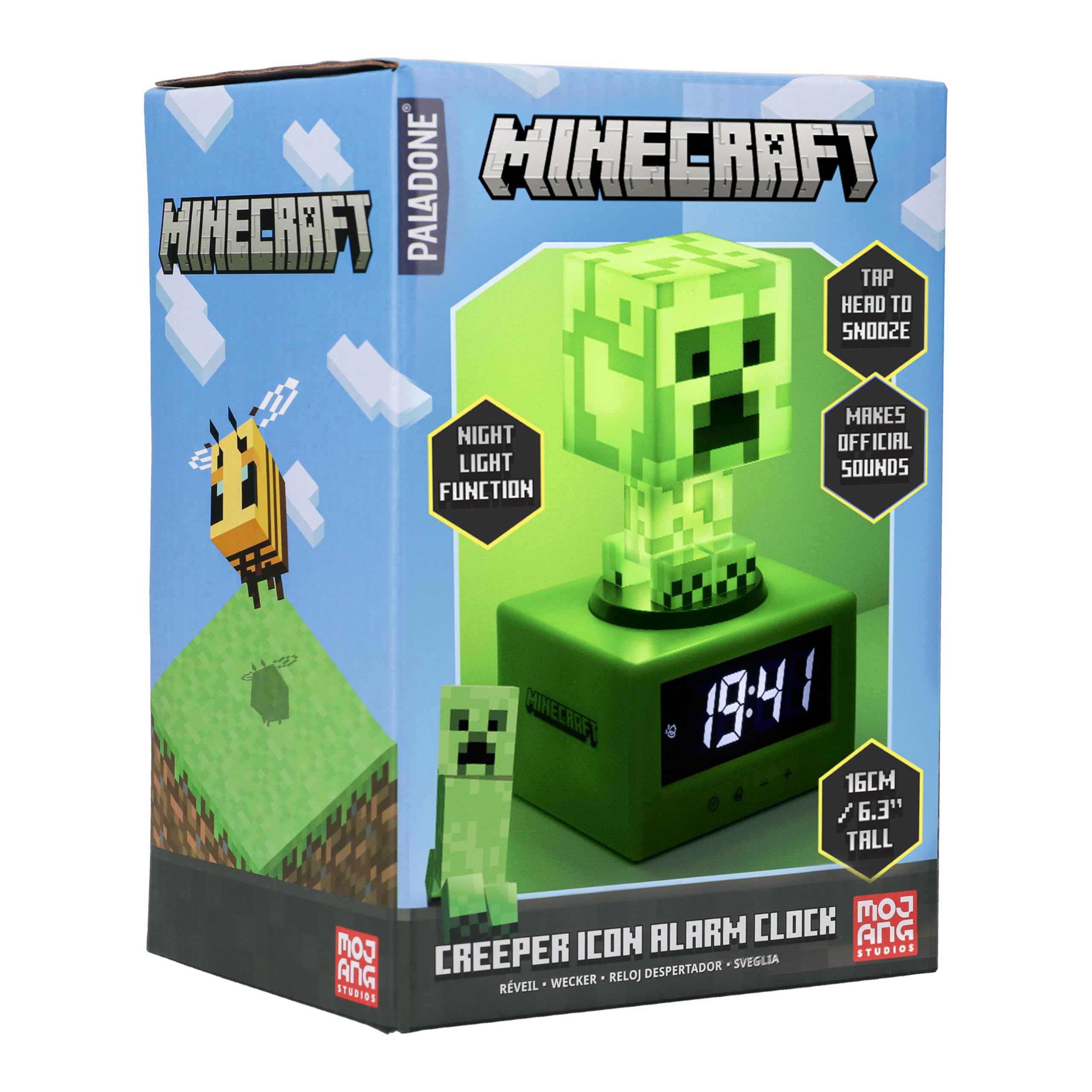 Paladone Sveglia Creeper Minecraft - Icona Ufficiale con Musica di Minecraft & Luce Notturna per Bambini & Adolescents, Accessorio per Stanza di Gioco, Regalo Novità per Fan Minecraft