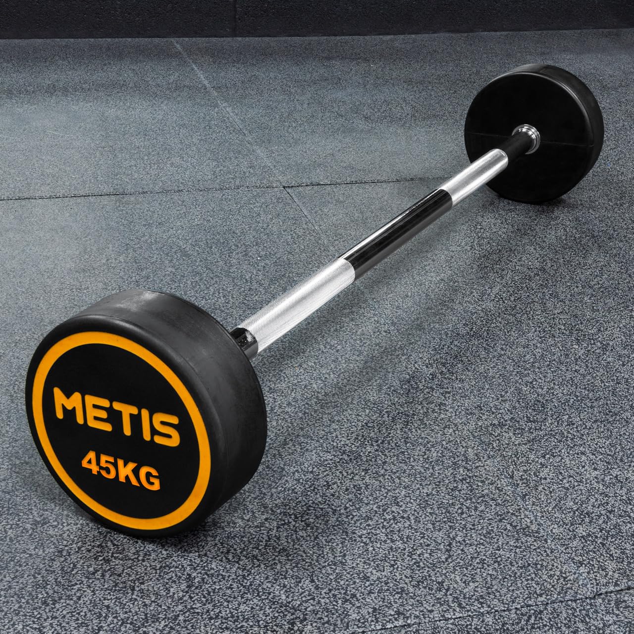 METIS Rubber Barbell Weights [10kg - 45kg] - Professional Grade Barbells for Full Body Workouts | Ideal for Gyms & Home Workouts (45kg)