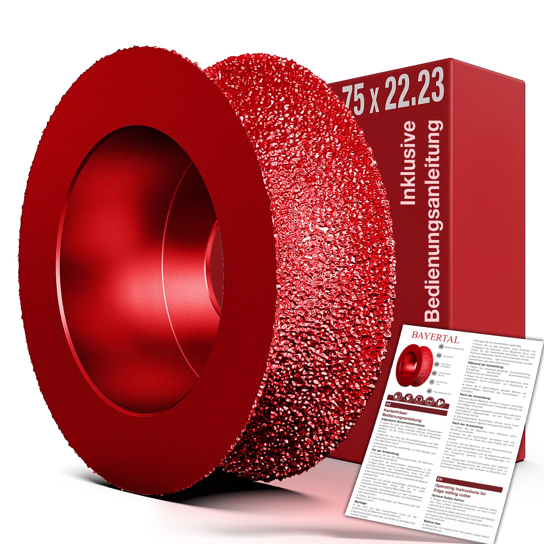 SEDION ® Fresa de diamante para bordes exteriores - Ø 75 mm x 22,23 x R10 para redondear baldosas duras granito etc - Fresa de radio compatible con amoladora angular Bosch Makita & u.v.m Flex