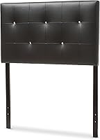 Vista 4 de Baxton Studio Josette - Cabecera tapizada de piel sintética negra, moderna y contemporánea, tamaño individual