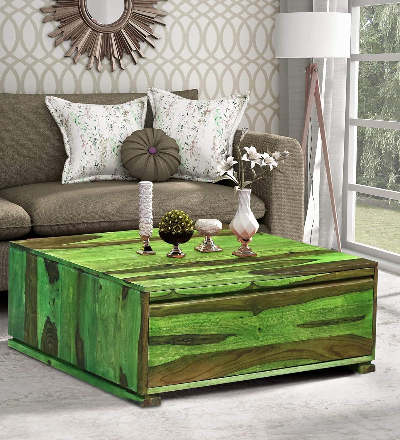 UrbanWood Sheesham Wood Square Elegant Coffee Table for Living Room