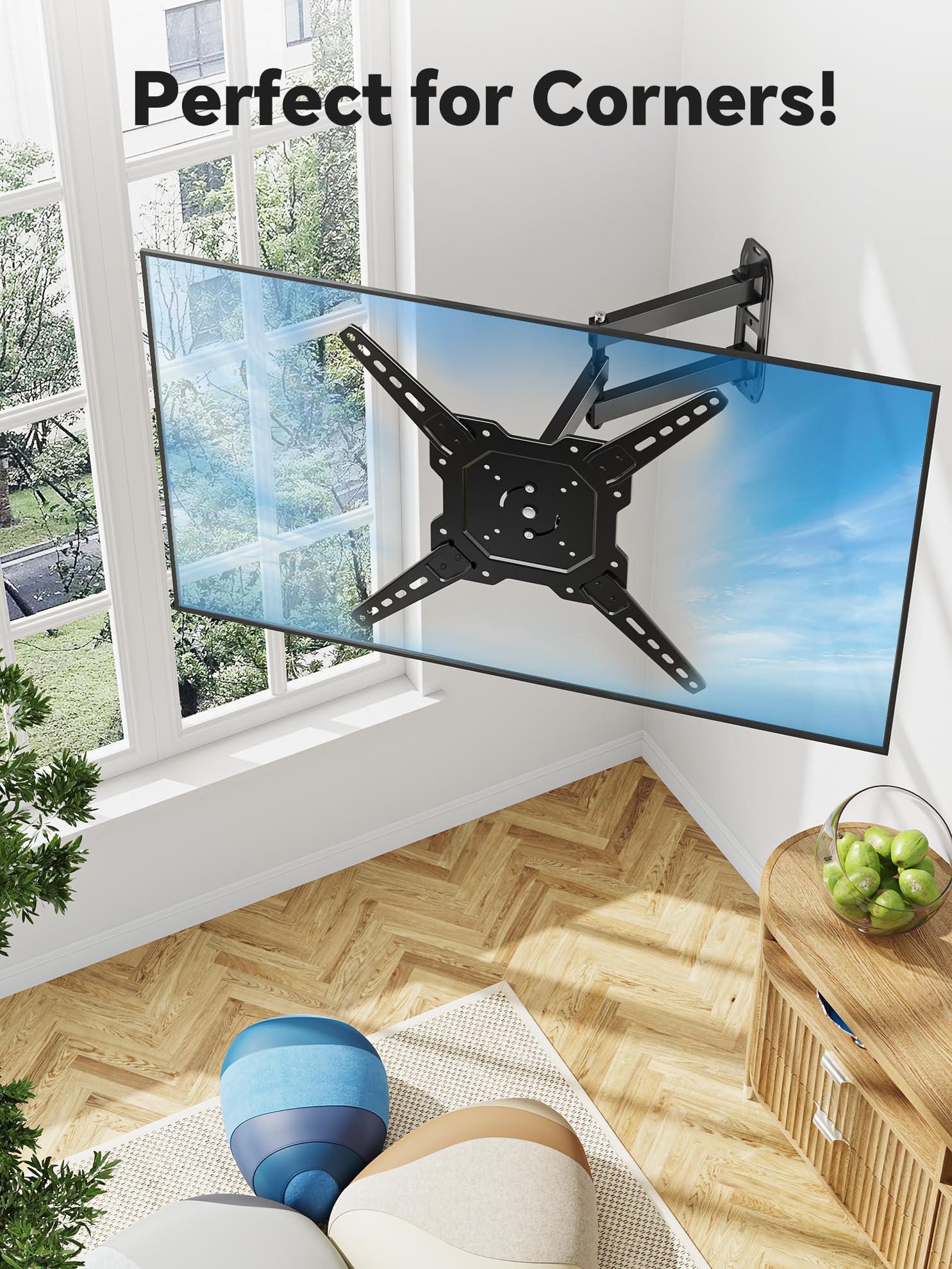 Simple Trending Supporto da parete per TV Full Motion per TV da 26" a 60" e schermi piatti, staffa girevole e inclinabile, rotazione massima VESA 400 x 400 mm fino a 34,9 kg, nero