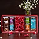 Omay Foods 14 Pcs NUTRI-HEART Gift Box | Healthy Snacks & Roses | Gift Hamper for Girlfriend, Wife, Boyfriend, Husband | Unique Anniversary Gift for Couples | Marriage Gift Hamper | Gourmet Snack Box gallery image