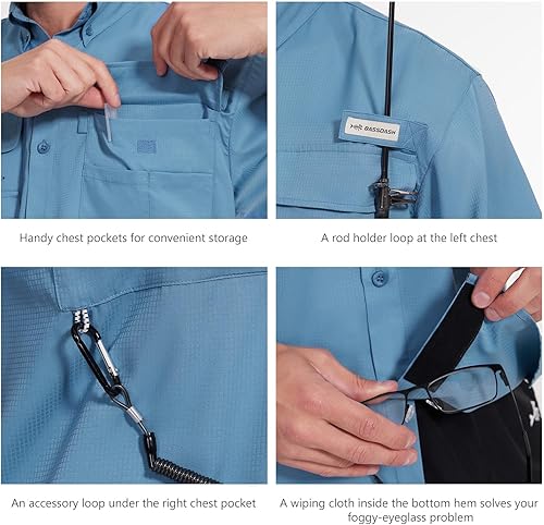 Miniatura 11 de BASSDASH UPF 50 Camisa de vestir para pesca de manga corta con botones para hombre, tejida, de manga corta, para exterior