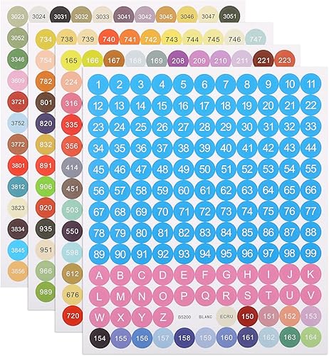 Cobee - Etiquetas de pintura de números coloridos con diamantes, 4 hojas, 447 unidades, etiquetas autoadhesivas para cajas de almacenamiento de