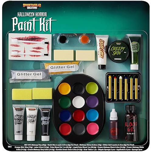 Spooktacular Creations 26 Pcs Halloween Family Makeup Kit, Zombie Makeup,