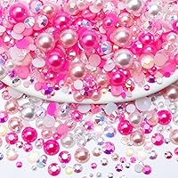 Vista 38 de 60g de perlas mixtas y diamantes de imitación para manualidades, diamantes de imitación de parte trasera plana y perlas para vasos, uñas, arte