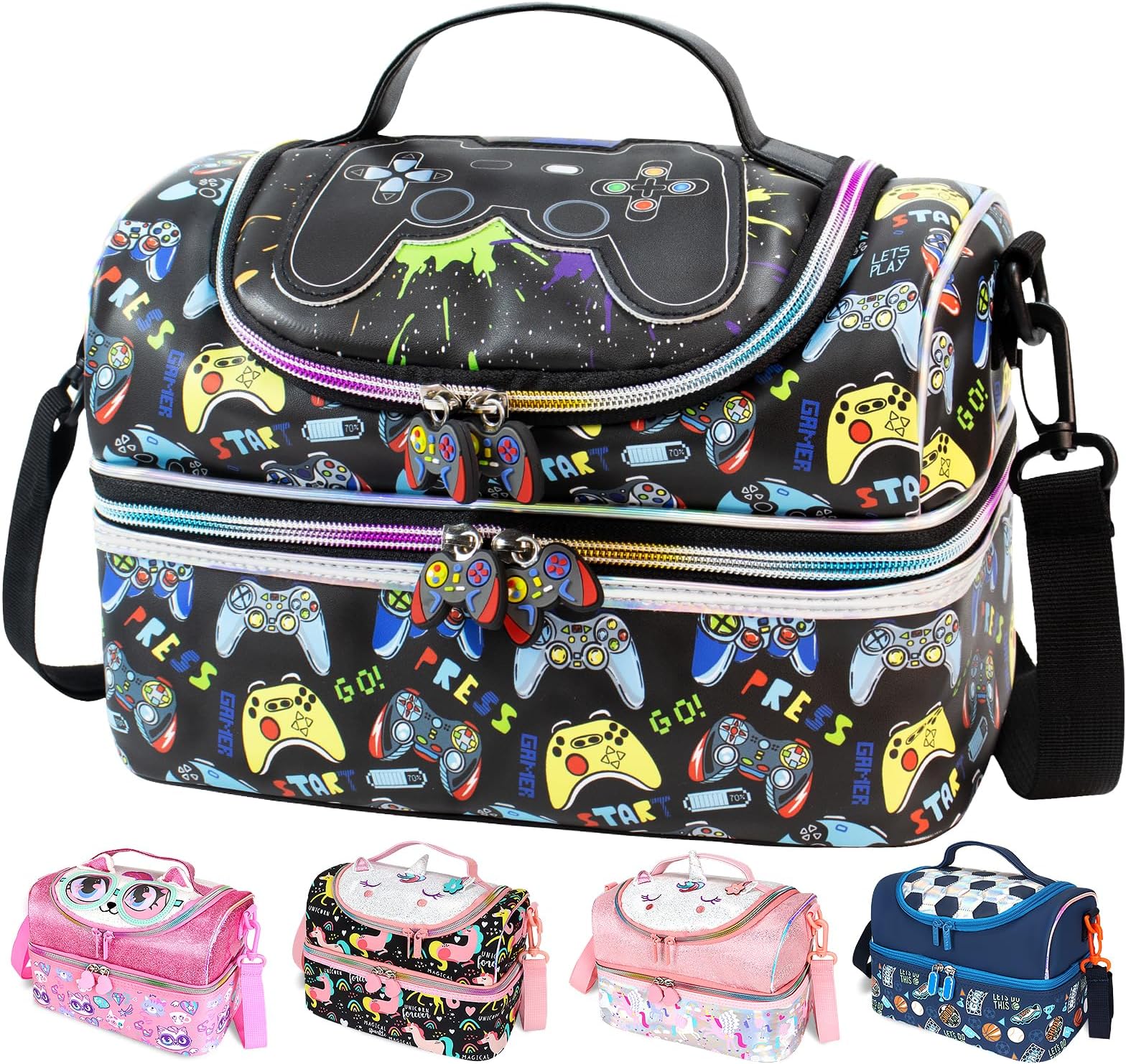 RLGPBONKids Lunch Bag,Insulated Lunch Box for Boys,Game Lunch Bag Teen Boys,School Daycare Cute Travel bags