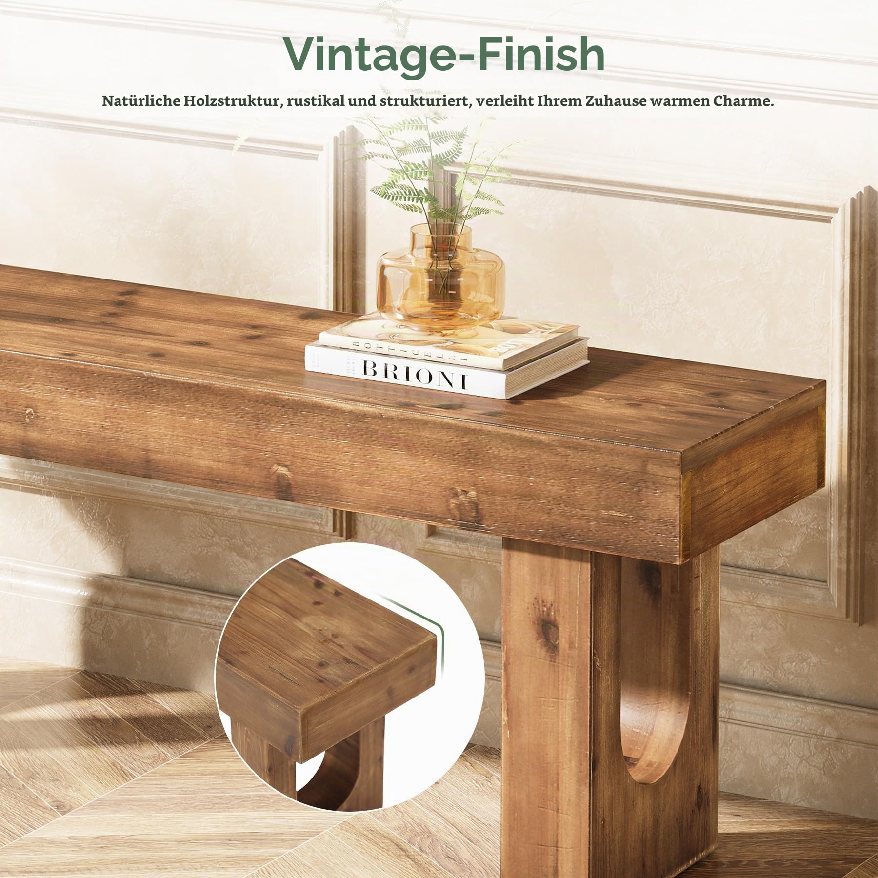 120 cm Holz Sitzbank Flur Schuhbank mit stabilen Beinen