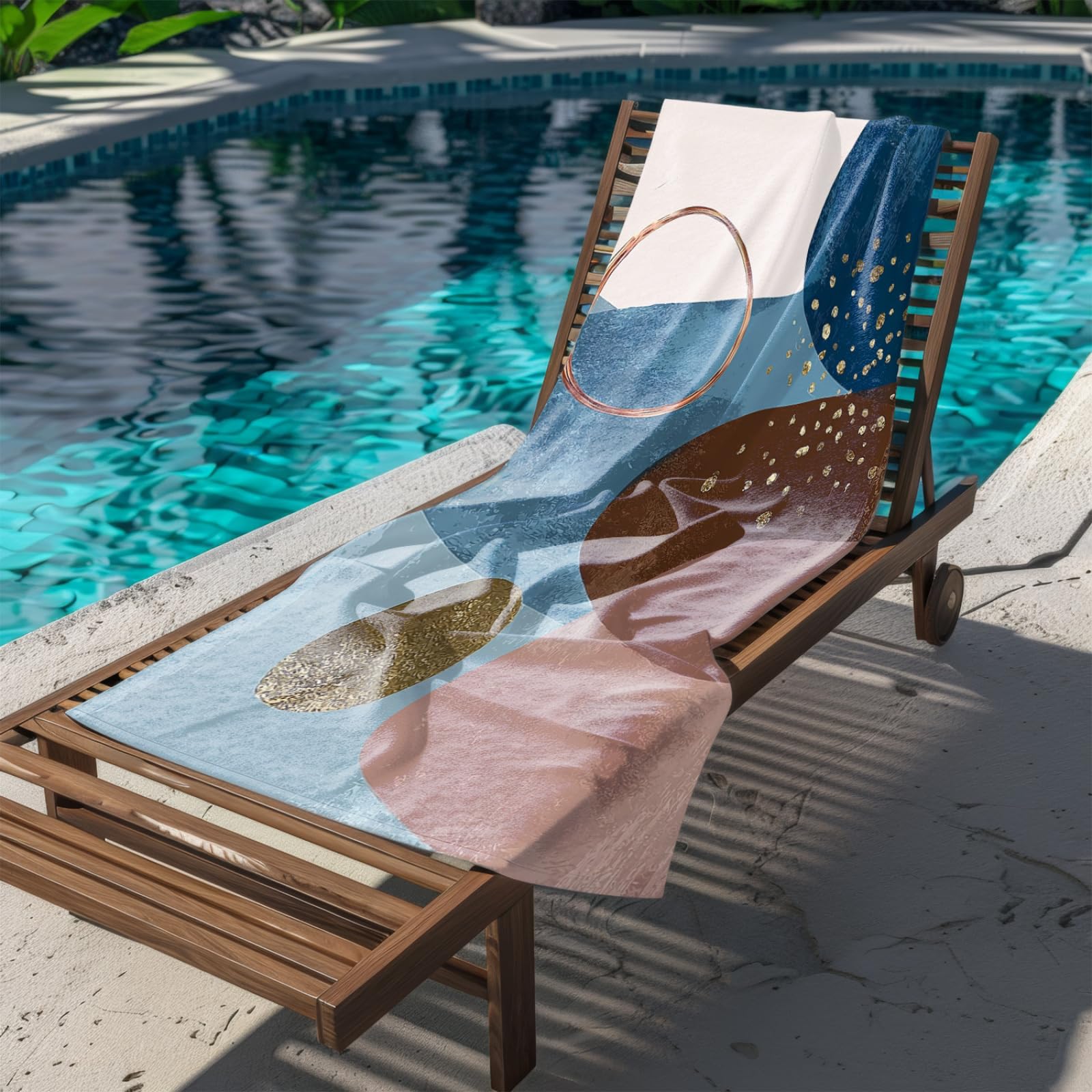 Générique Serviette de Plage XXL Modèle Bleu Marron | Grande Taille Serviette de Plage et Douche Avec Elastique Microfibre Absorbante et Légère Sport Séchage Rapide