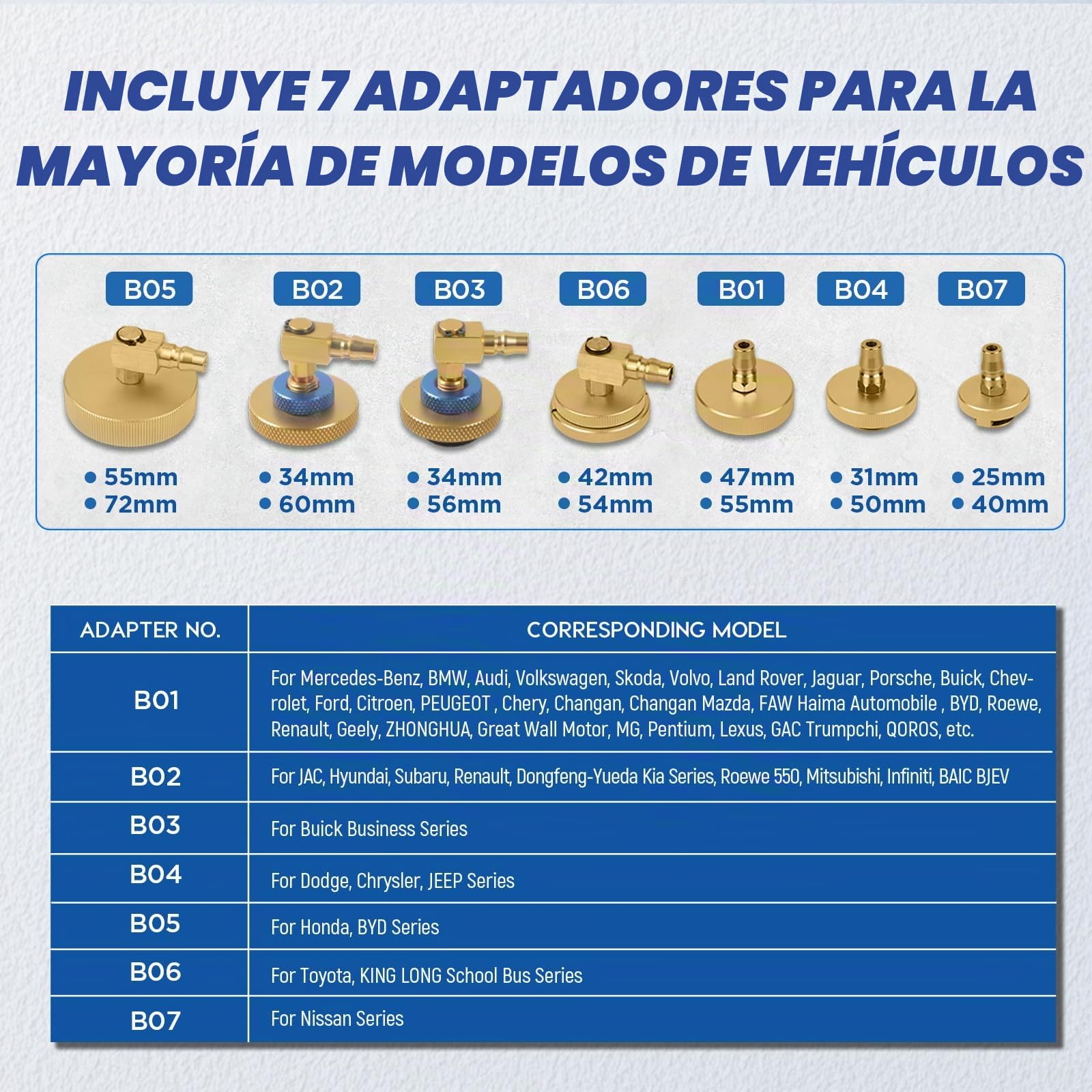 MRCARTOOL Purgador Frenos Coche 220V Purgador de Frenos Eléctrico Máquina de Cambio de Líquido de Frenos con 7 Adaptadores, Purgador Frenos 0,7-3,0 Bar para Volkswagen, Audi, Škoda, Benz, BMW