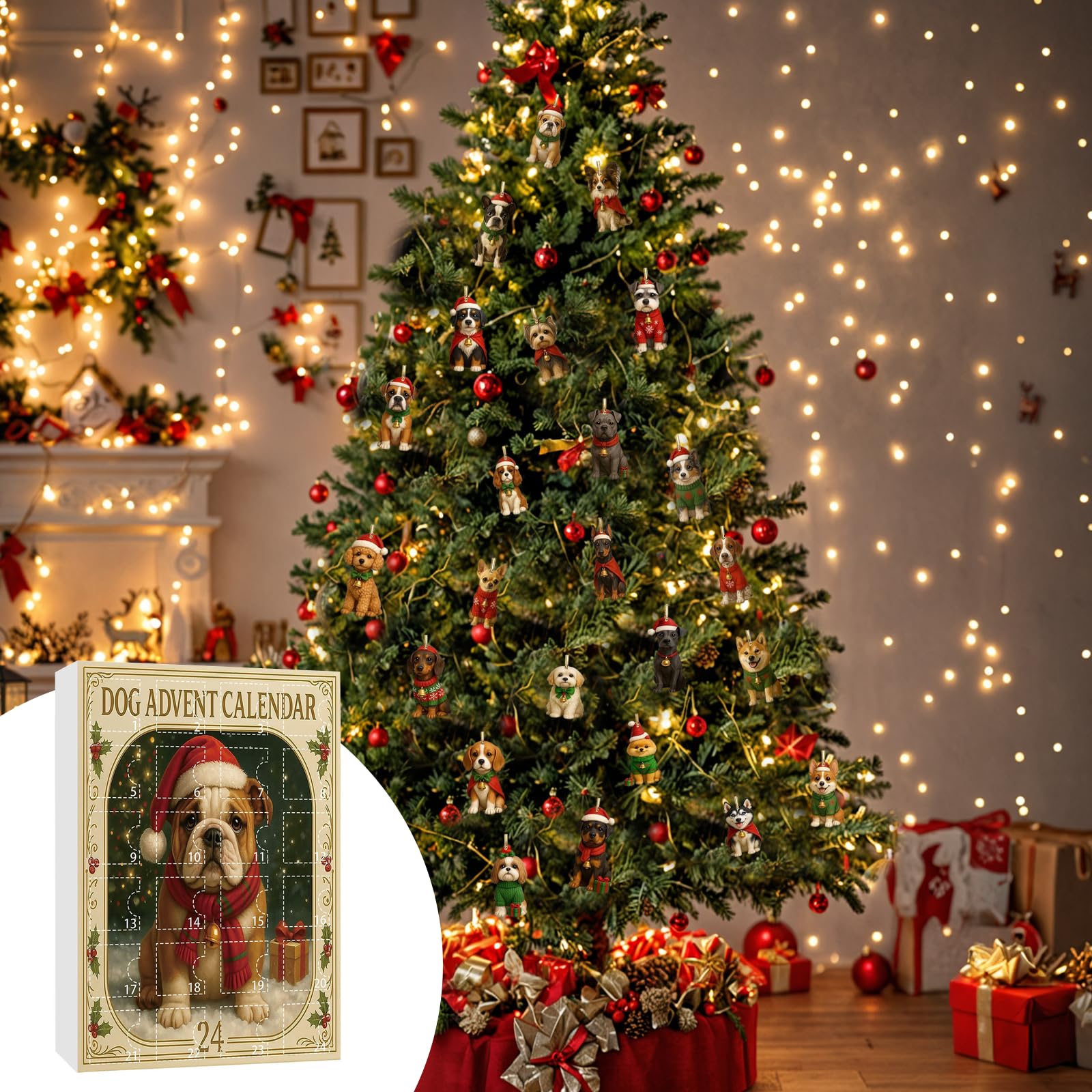2D Dog Advent Calendar 2025, 24 Days Unique Dog Advent Calendar Ornaments, Cute | UK