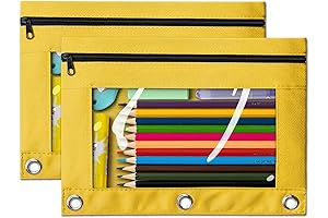 Durable Yellow Pencil Pouch with Clear Window 2 Pack
