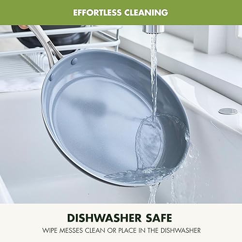 Miniatura 8 de GreenPan Juego de utensilios de cocina Swift antiadherentes de 17 piezas, ollas y sartenes de cerámica sin PFAS con tapas, apto para lavavajillas y