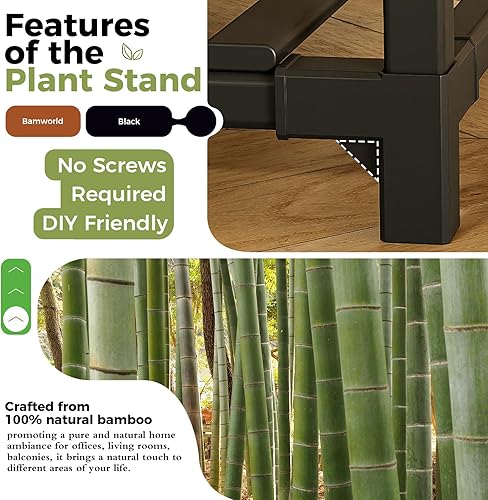 Miniatura 115 de Bamworld - Soporte grande de maderas para plantas de exterior, macetero grande para sala de estar, patio, balcón y jardín