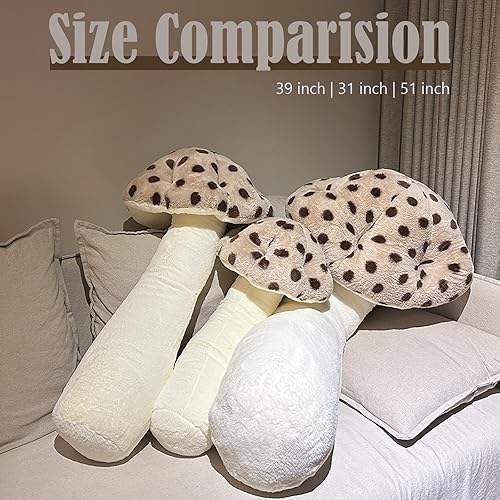 Miniatura 3 de Hofun4U Almohada de felpa gigante de hongos  Almohada de cuerpo largo con forma de hongo de 51 pulgadas  Peluche de hongos a lunares  Regalos de