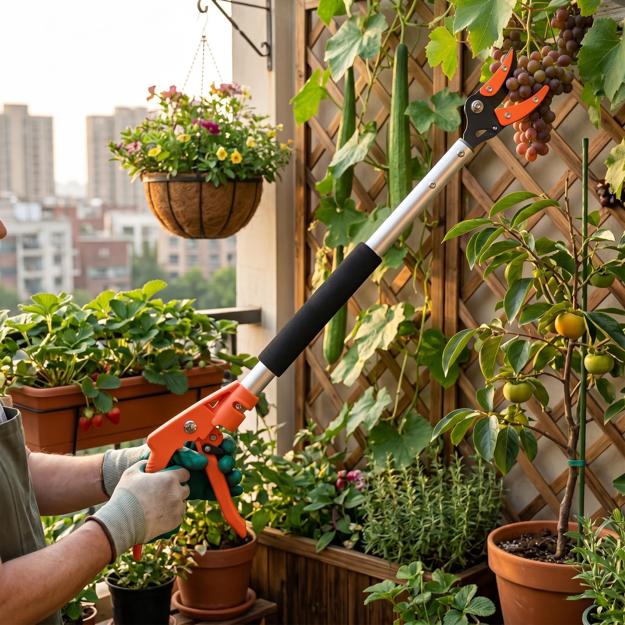Obstpflücker-Scherenschneider mit Scharfen Klingen, Bypass-Gartenschere Zum Schneiden und Halten mit Großer Reichweite Zum Beschneiden und Pflücken von Früchten