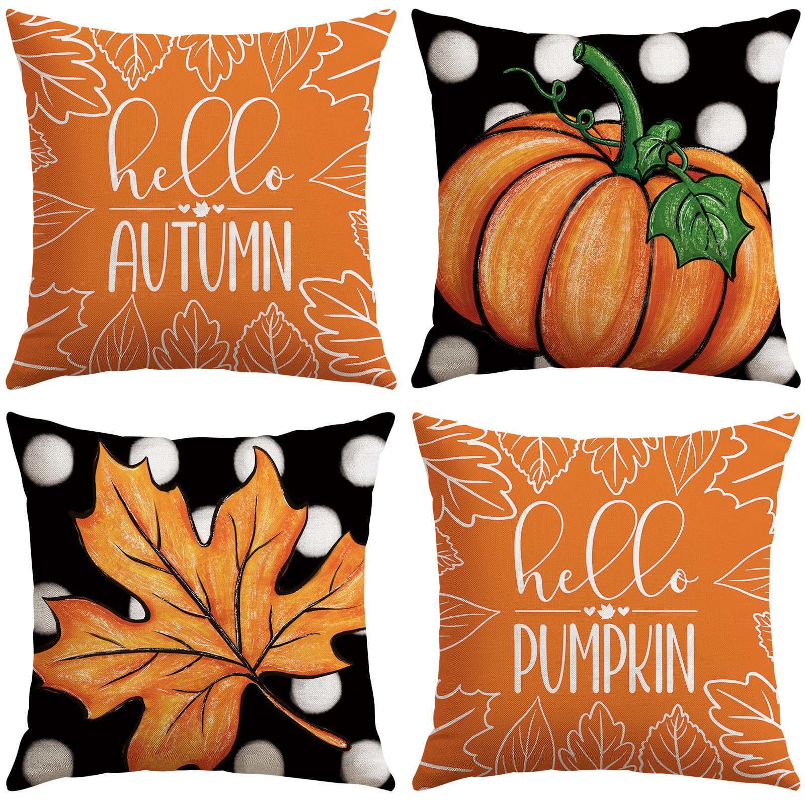 Housse de coussin citrouille d'érable lot de 4 haut de gamme orange