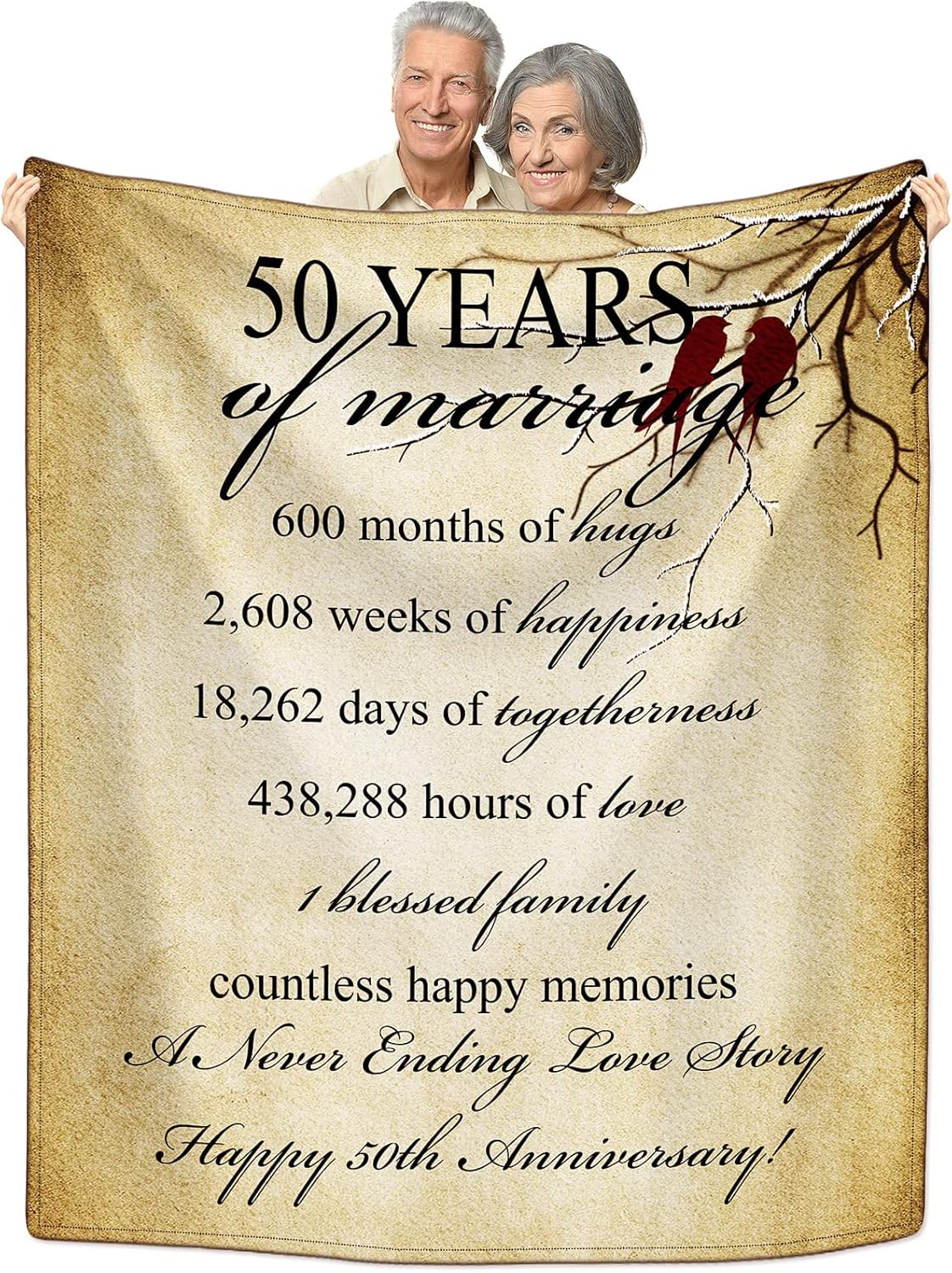 Wedding Anniversary Blanket Gifts Anniversary Marriage Throws Blanket Gifts Golden Marriage Anniversary Blanket Gifts for Wife Husband Mom Dad Couple Parents Grandpa Grandma (50th)