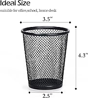 Vista 2 de HappyHapi Mesh Pen Holder 8pcs, Black Pen Holder for Desk, Pencil Holder for Desk, Metal Pencil Cup, Pen Cup for Desk, Mesh Pen Pencil organizer for