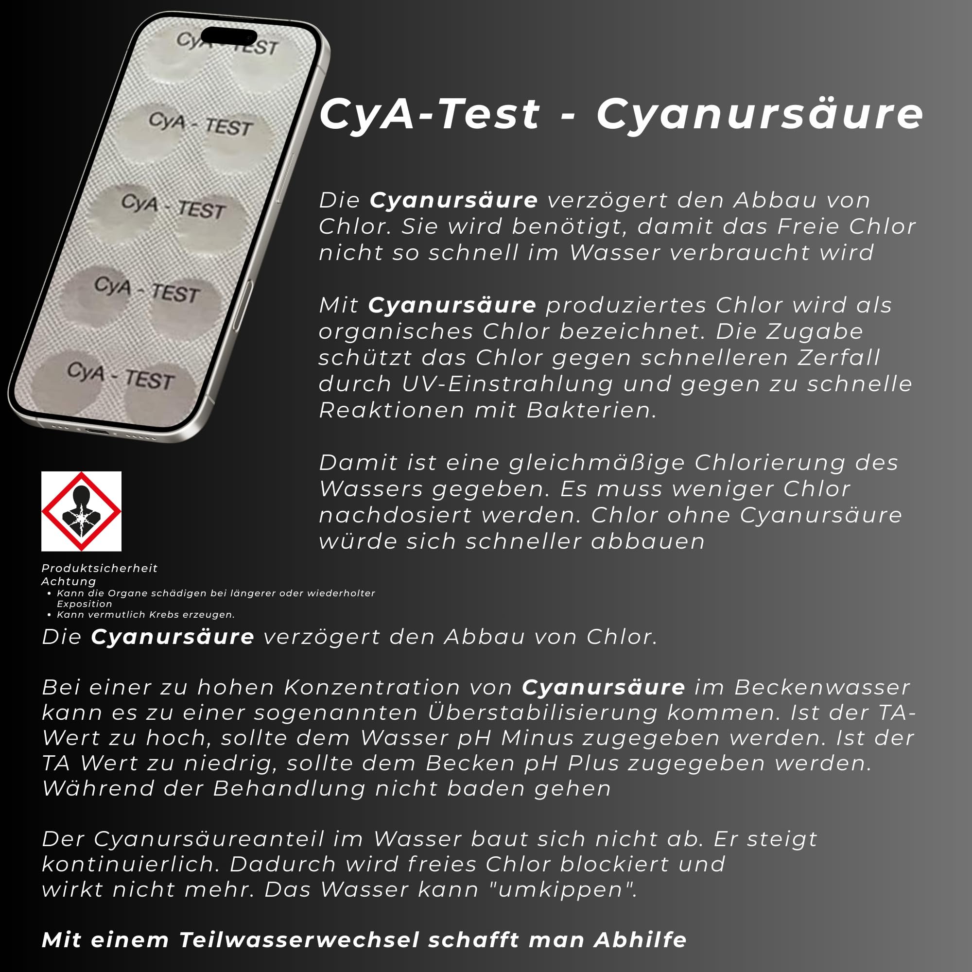Lovibond®, 500 compresse di test fotometri CyA, per la misurazione: acido cianurico stabilizzante, non adatto per tester di agitazione