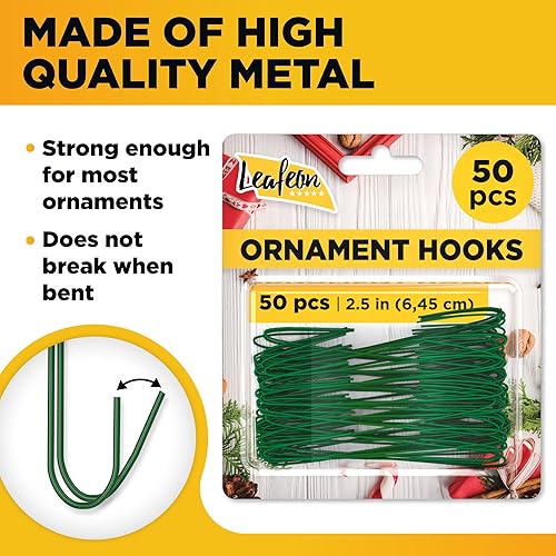 Miniatura 2 de Leafeon Paquete de 50 ganchos para adornos de Navidad, ganchos esenciales para adornos de Navidad, grandes ganchos para decoración de árbol de