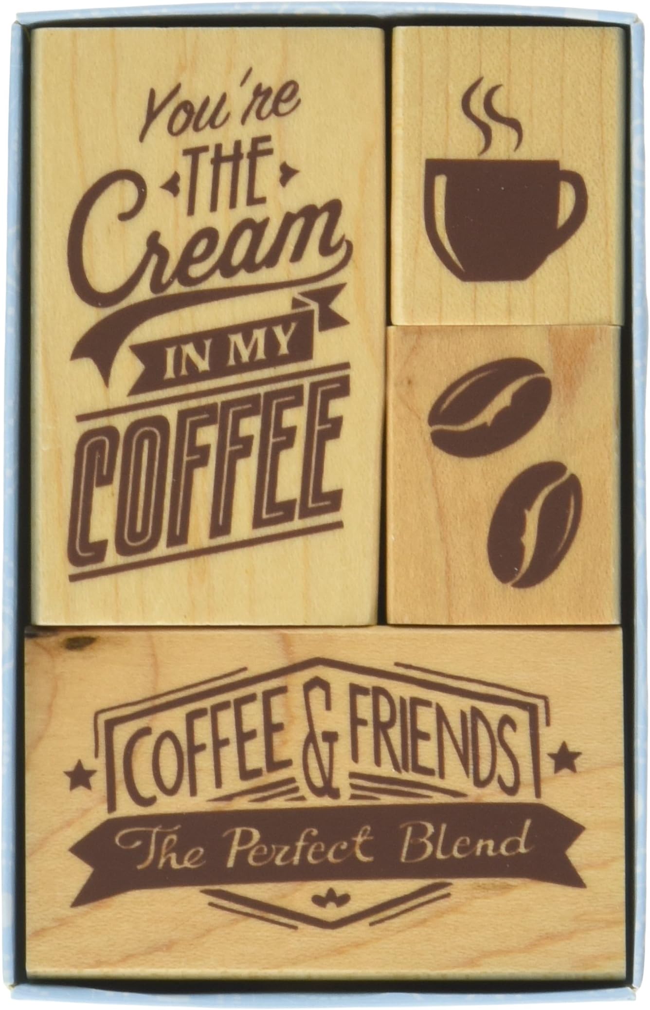 Inkadinkado Coffee Mounted Rubber Stamp Set, 4 pc