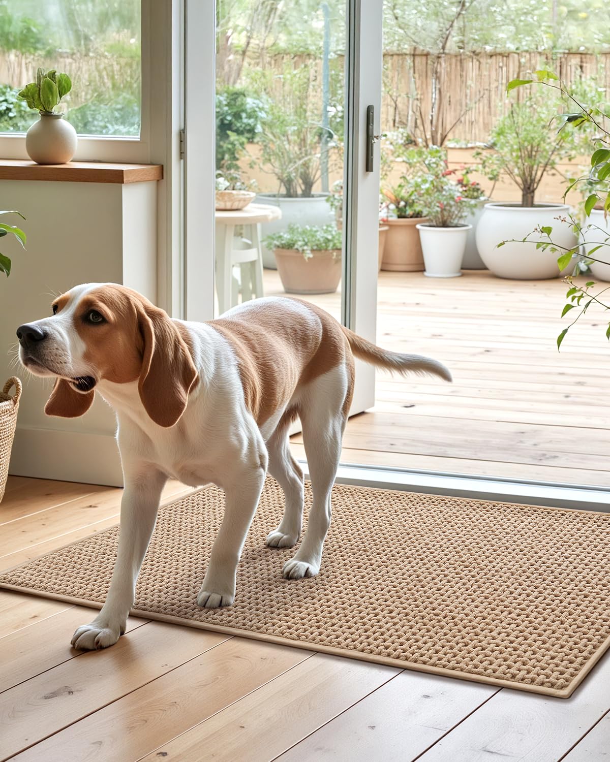 COLOR&GEOMETRY Paillasson Intérieur Entrée 80x120 cm, Tapis d’Entrée Doux Absorbant Antidérapant pour Hall d’Entrée, Couloir, Convient aux Chiens, Beige