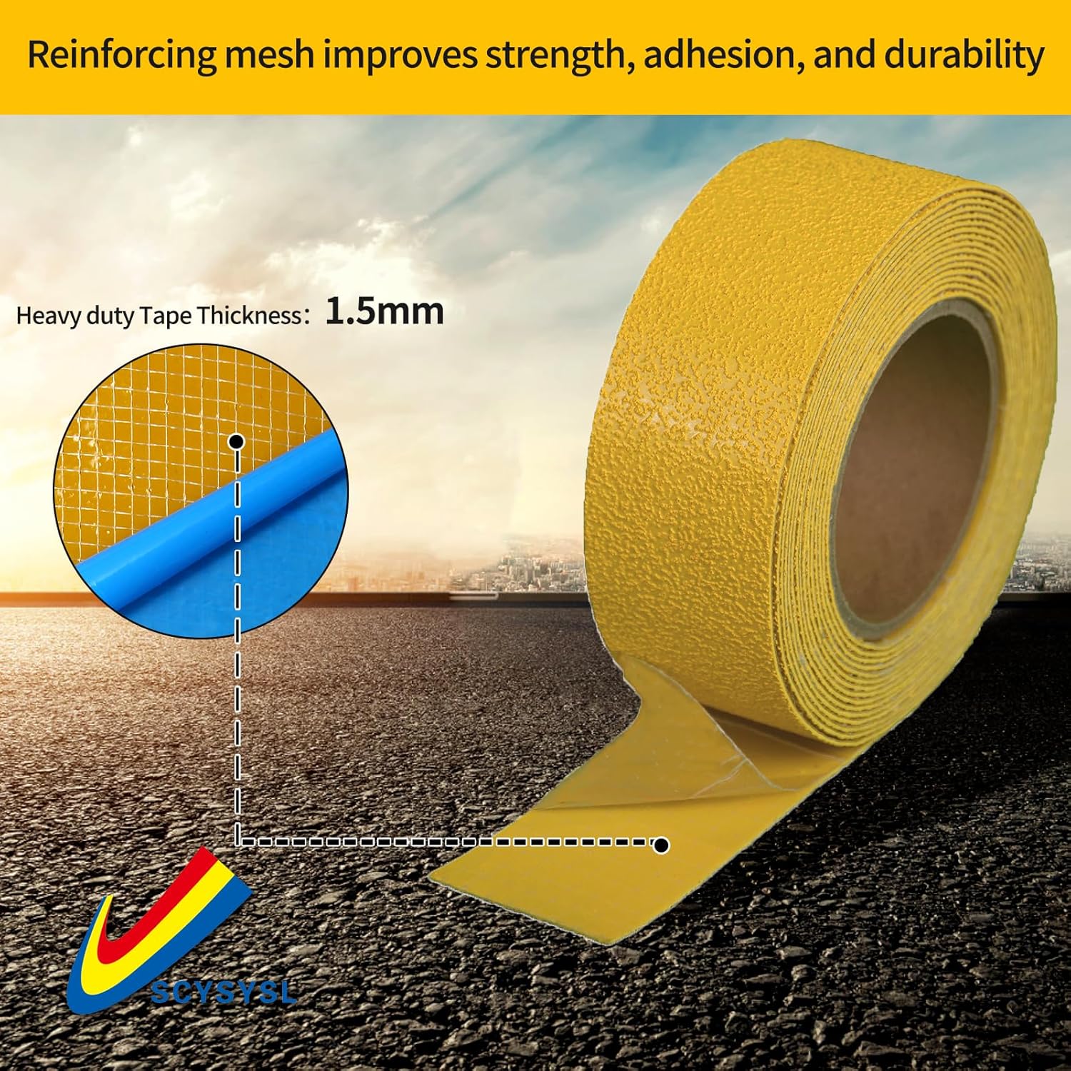 Reflective Pavement Marking Tape Slip-Resistant and Durable, Heavy-Duty Rubber Base for Outdoor Applications, Perfect for Driveways, Walkways, and Parking Areas (Yellow, 2 Inch X 18 Feet)