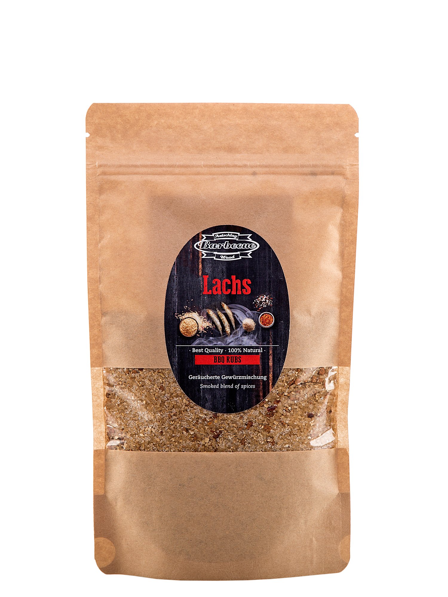 Axtschlag BBQ Rub Lachs, für einen einzigartigen Geschmack von Fleisch, Fisch und Gemüse, 250g Trockenmarinade, wiederverschließbar