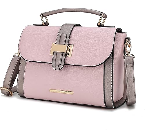 MKF Collection Mia K - Bolso bandolera de cuero vegano con asa superior, bolso cruzado para mujer