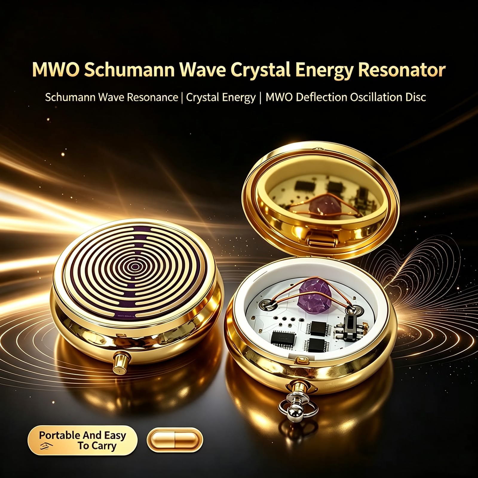 7,83 Hz Schumann generator częstotliwości, oscylator wielofalowy, cewka Tesla, z kamieniem ametystowym, pleciony sznurek, zasilany bateriami, dla relaksu, poprawy snu, medytacji
