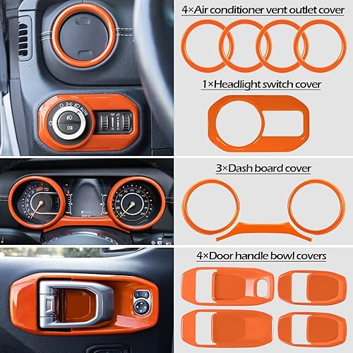 Miniatura 2 de Juego de 21 piezas de decoración interior para Jeep Wrangler JL JLU 2018-2022 y Gladiator JT 2020-2022  Interruptor de luz de lectura para el
