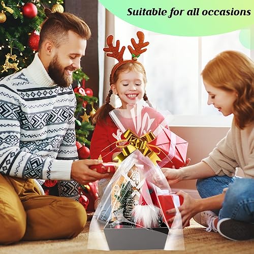 Miniatura 6 de Fainne 106 cestas vacías para regalos, cesta de regalo a granel incluye 30 cestas de regalo vacías con asas, 40 bolsas de plástico y 36 lazos