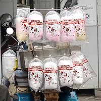 Vista 4 de Geyee 500 bolsas de algodón de azúcar con lazos, bolsas grandes de algodón transparente con estampado, ideales para carnavales, fiestas de verano