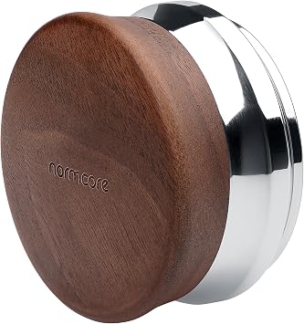 Normcore 53.3mm Espresso Palm Coffee Tamper, Espresso tamper With Flat Base, Heavy Duty Coffee Tamper With Genuine American Walnut Wood, Adjustable Depth Height Fits 54mm Breville Sage Machines