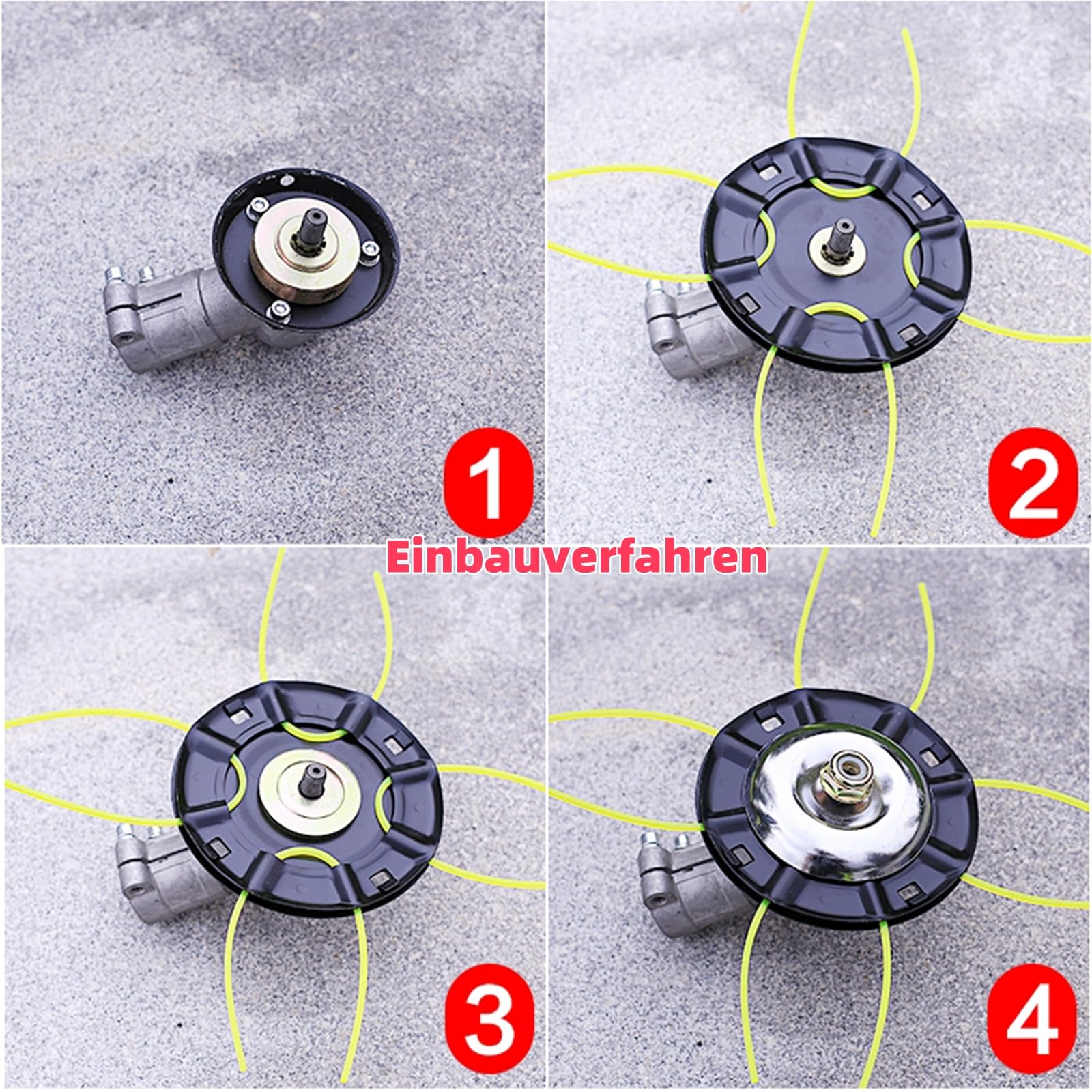 Żelazna głowica z podwójną żyłką z systemem stukania, szpula żyłki do podkaszarki, prosty adapter gwintu i antypoślizgowy uchwyt (rozmiar otworu 5 mm, 60 m + żyłka do trymera)