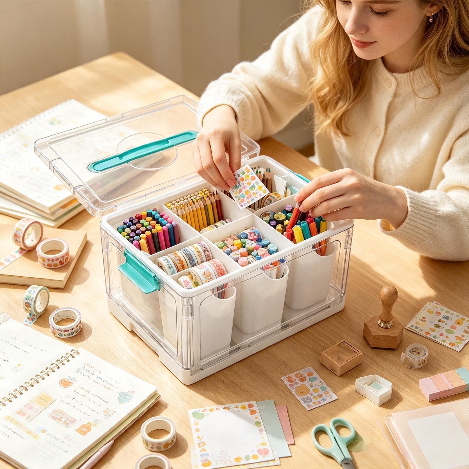 Portaoggetti Per Hobby Creativi Scatola Da 22,7 Litri Con Vassoi Rimovibili | Organizer Per Arti E Mestieri Per Ufficio Aula Camera Casa Scuola Cucina Bagno Armadio Dispensa Garage