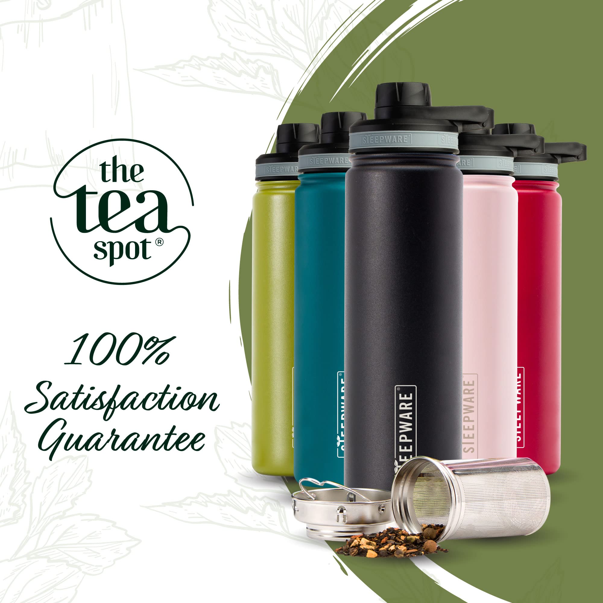 The Tea Spot Steepware Teebecher und Thermoskanne, 625 ml, Teeflasche mit Tee-Ei für losen Tee oder Eiskaffee, schlanker, doppelwandiger Becher und isolierte Reiseflasche, Rosa
