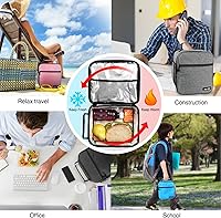 Vista 7 de Hap Tim - Lonchera para adultos, bolsa de almuerzo aislada para mujeres, lonchera reutilizable, lonchera espaciosa, rosa (18654-PK)