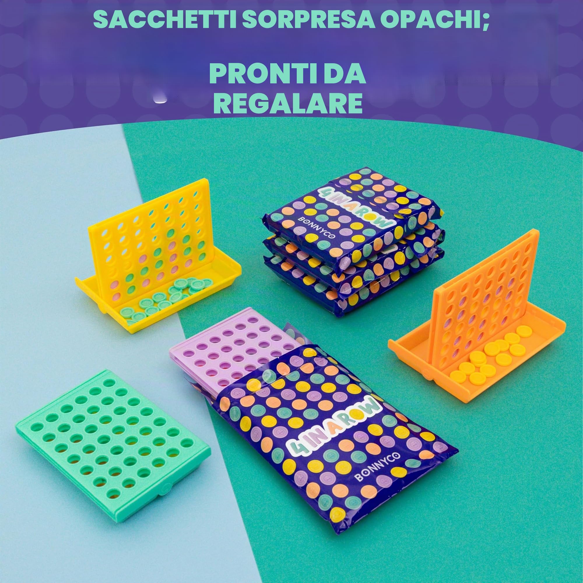 BONNYCO 4 in Linea Set 16 Gadget Compleanno Bambini 3-12 Anni con Sacchetti Sorpresa per Invitati Fine Festa. Regalini per Alunni, Mini Giochi da Viaggio e Pignatte, Giochi da Tavolo