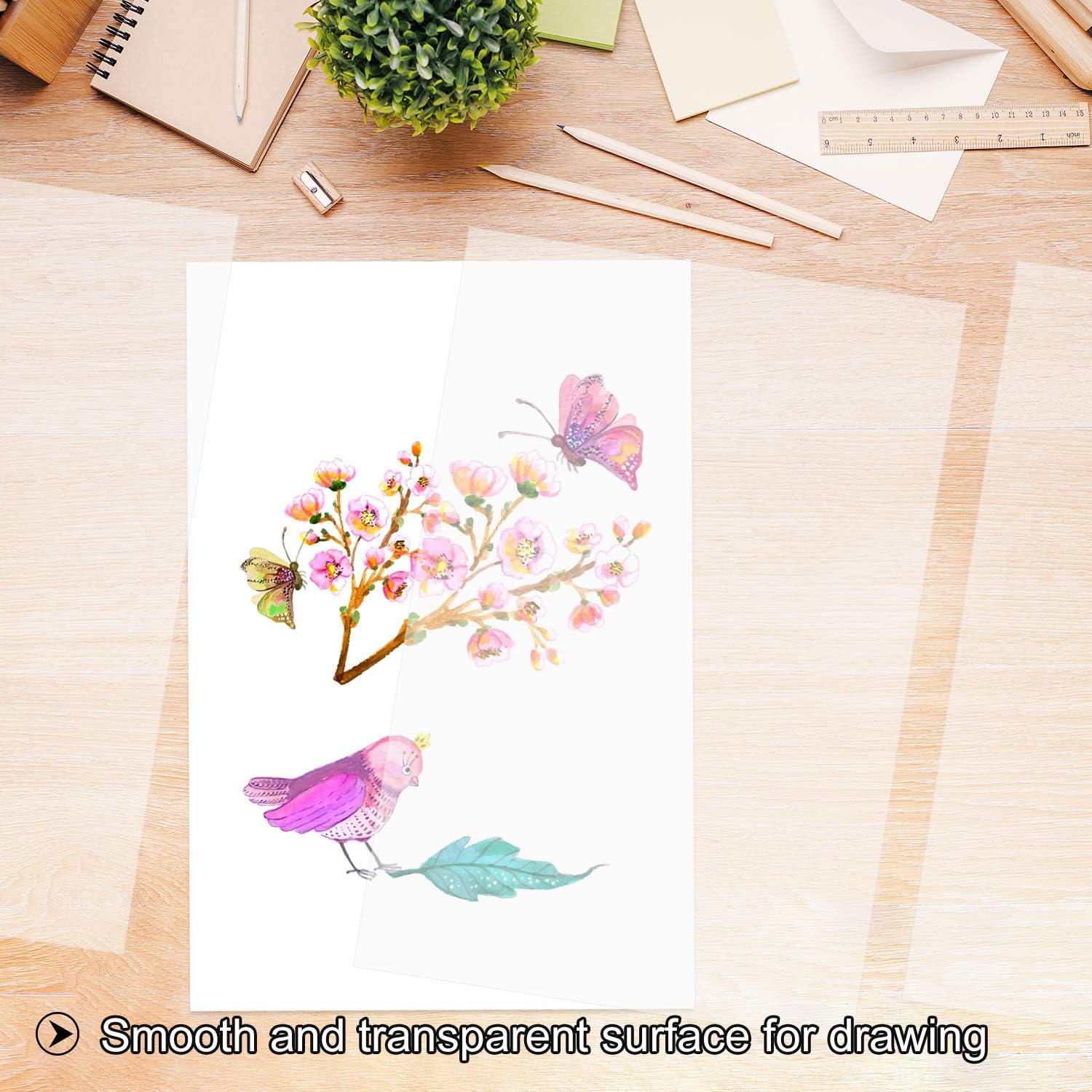 FEPITO 100 Sheets Vellum Paper 8.5 x 11 Inches Translucent Tracing Paper Clear Paper for Sketching Tracing Drawing Animation