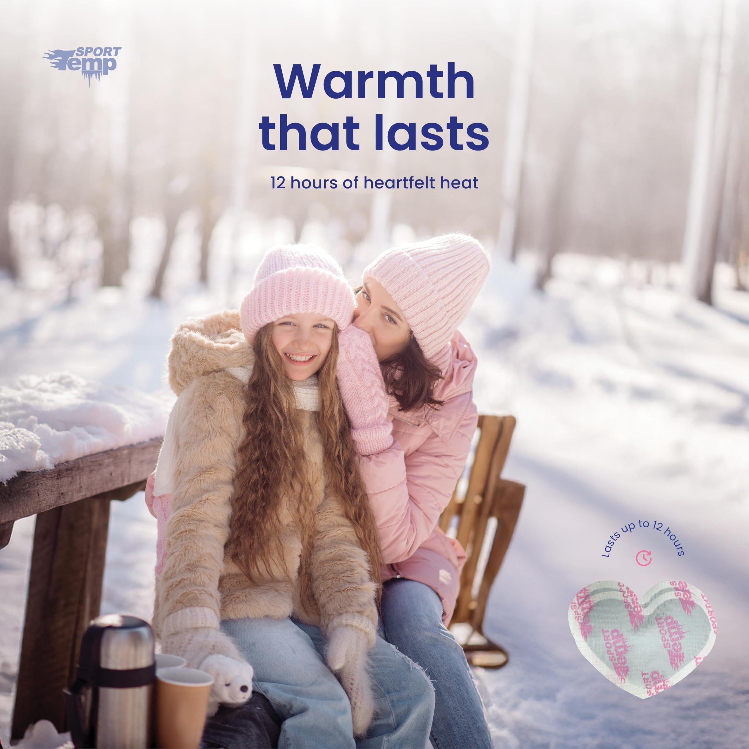 Heart Shape Hand Warmers - Up to 12 Hours of Heat, Super Long Lasting - Easy, All Natural - Air Activated, for Body & Hands - Odorless Hot Hand Warmer - Sport Temp