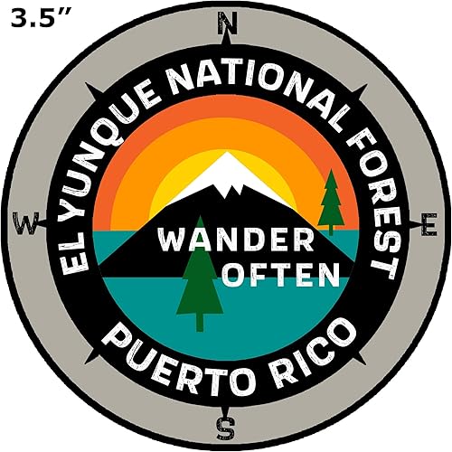 Miniatura 8 de El Yunque National Forest Puerto Rico  Wander Often  3.5 pulgadas Ventana Coche Camión Adhesivo Adhesivo Vacaciones Recuerdo Viaje Aventura Novedad
