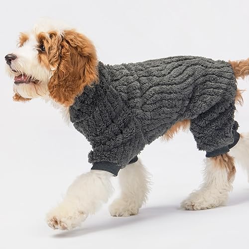 Miniatura 3 de Fitwarm Pijama de vellón de cuello alto para perro, ropa cálida de invierno para perros pequeños, niños y niñas, mameluco mullido para mascotas con