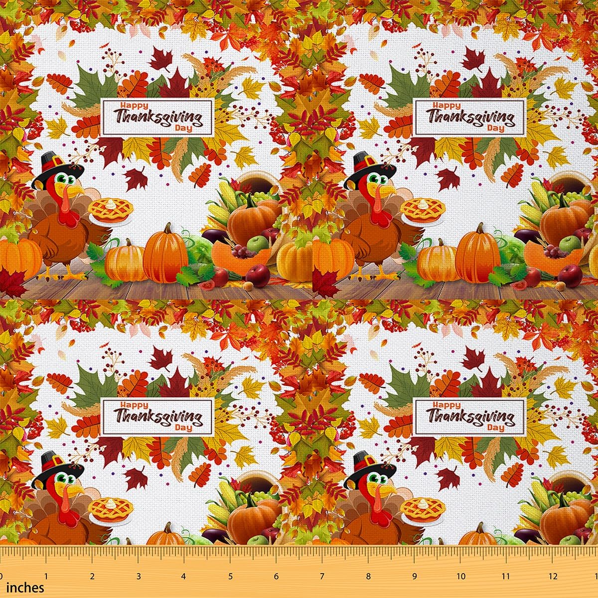 Happy Fall Y'all Fabric by The Yard Kids for Kids Fall Pumpkin Turkey Upholstery Fabric for Chairs Thanksgiving Waterproof Outdoor Fabric Fall Festival Reupholstery Fabric 1 Yard (L92*W150cm)