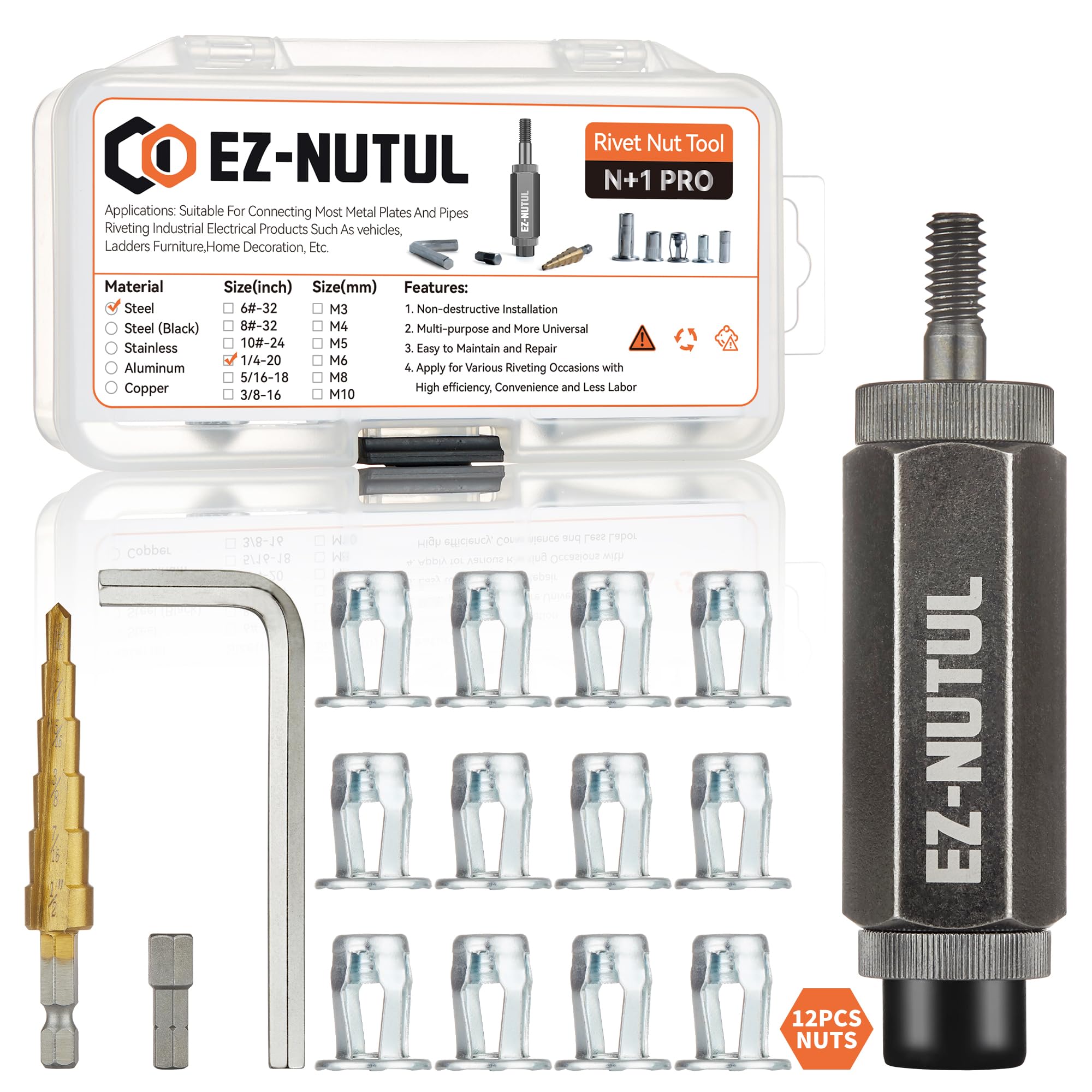 230 Tuercas De Remache De Acero Al Carbono – Kit Completo Para Bricolaje