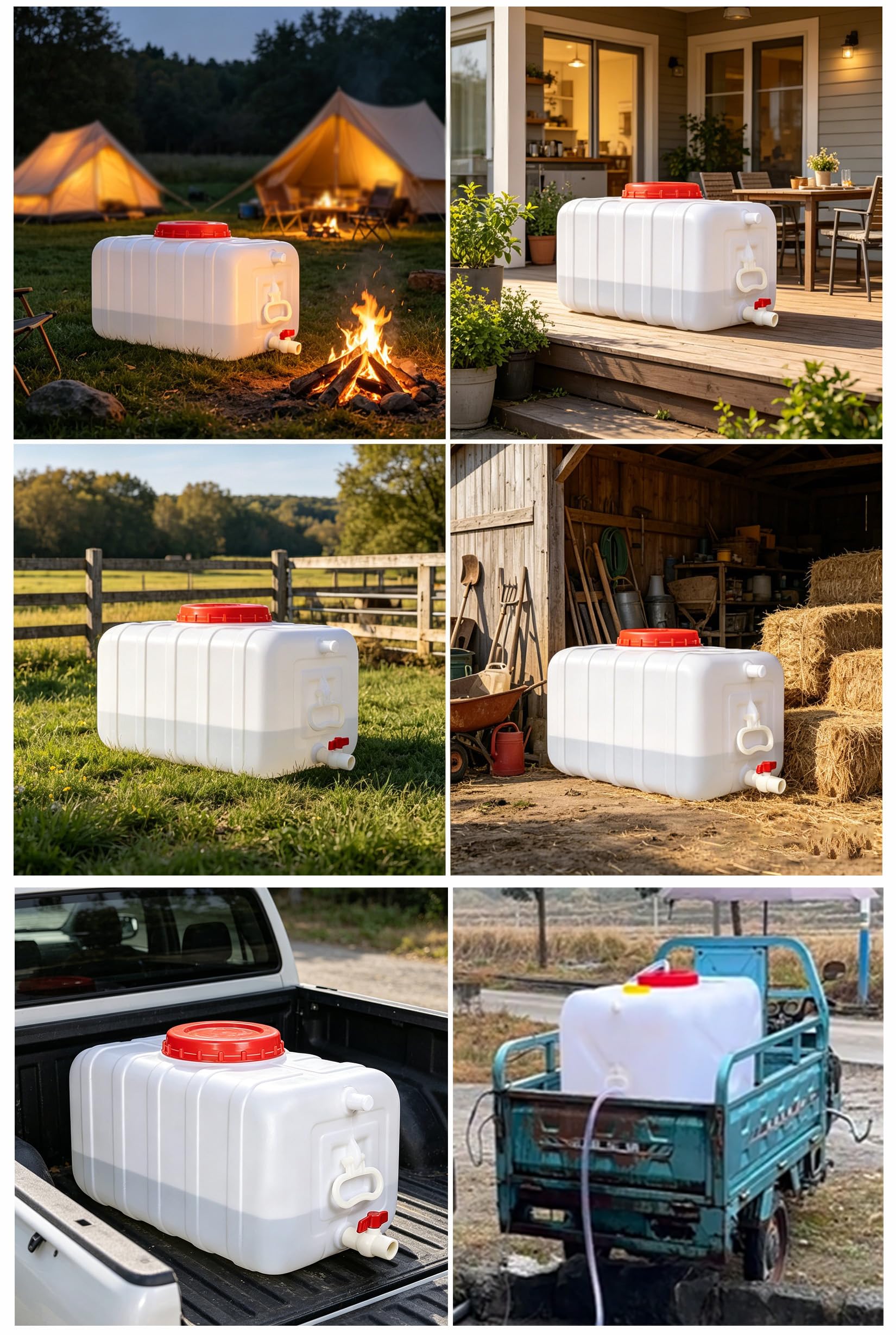 Plástico Portátil Bidón De Agua Depósito De Almacenamiento De Agua,con Grifo para Actividades Al Aire Libre Acampada Granjasjardines Acampada Caravanas(Size:13.2gallon-50L)
