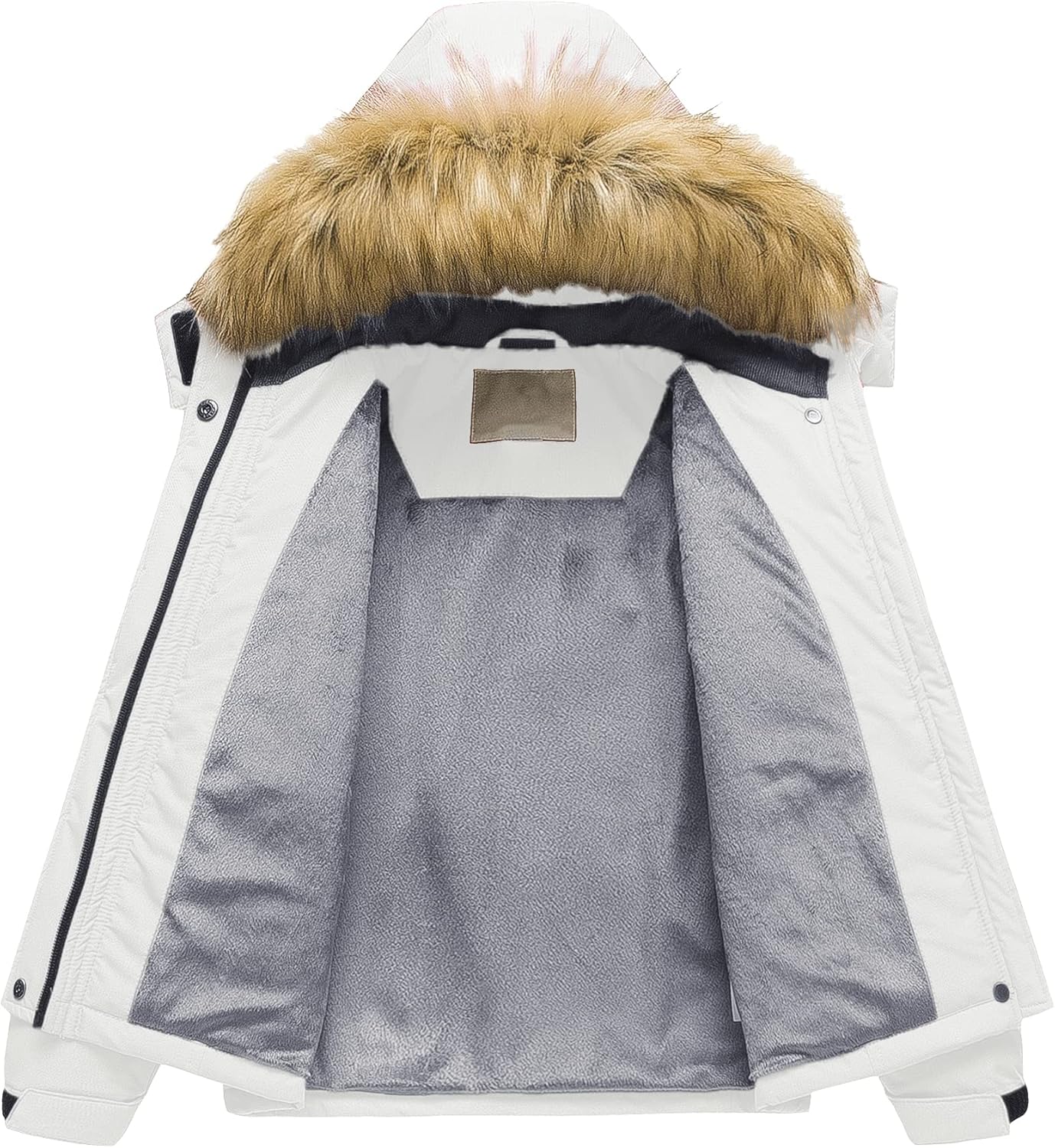 Pursky Girl's Waterproof Ski Jacket Kids Winter Snow Coats Kid's Snow Pants Girl's Winter Ski Bibs Snowbibs Sets White Size 8